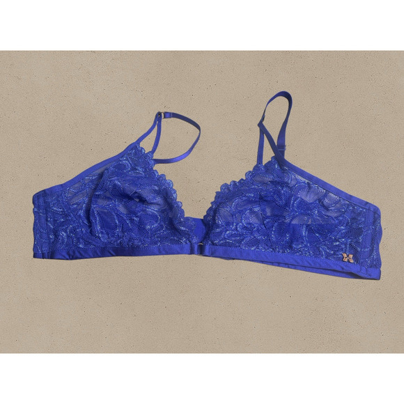 Savage X Fenty Royal Blue Sheer Lace Triangle Bralette Small | Wireless Festival - Picture 5 of 5